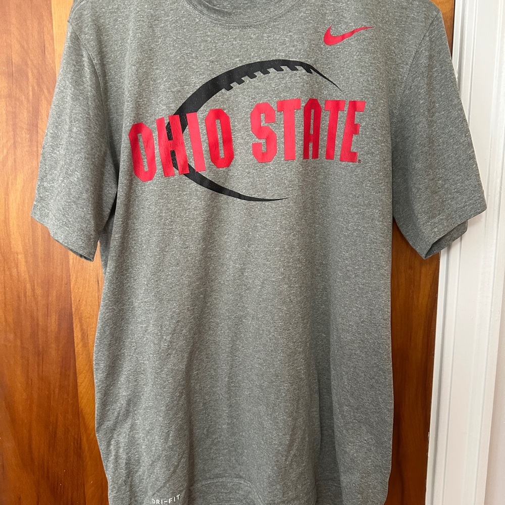 Nike Gray Ohio State Tee with Red Accents